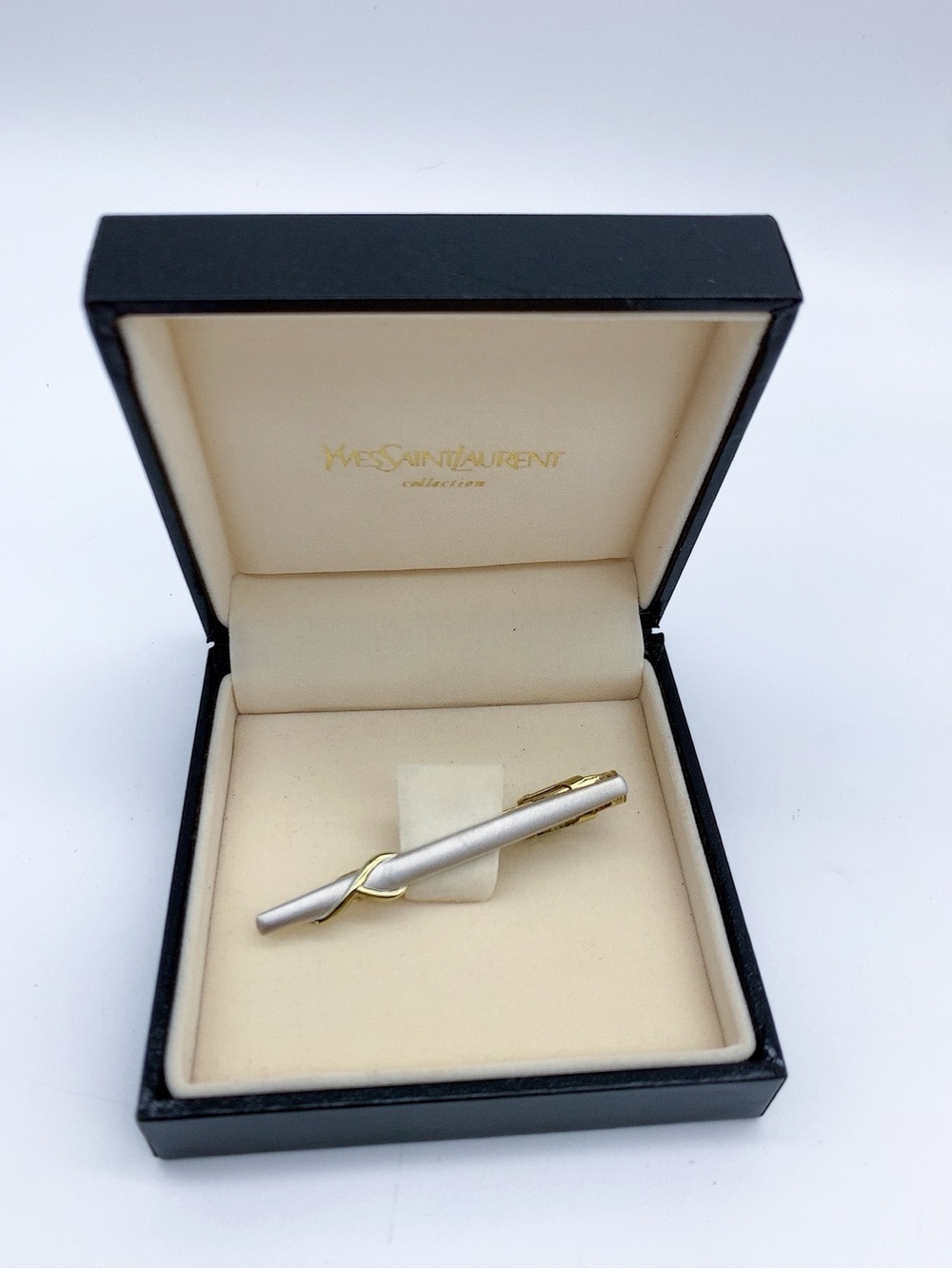 Yves Saint Laurent Vintage Tie Bar Gold Twisted Accent